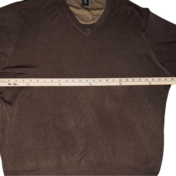 Men's Brown V-Neck Sweater 100% Silk XXL - Picture 5 of 6